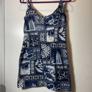 Hawaiian Dress Cute Mini Little Size 10 Preloved Short Blue Unique Rare Vintage